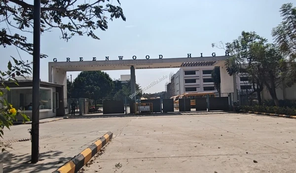 A frontal look at the Greenwood High entrance gates, showcasing the robust educational ecosystem that supports the Godrej Castillo residential area