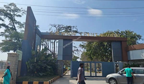 The grand entrance arch of Christ Academy, a highly respected educational institution located a short distance from the Godrej Castillo property