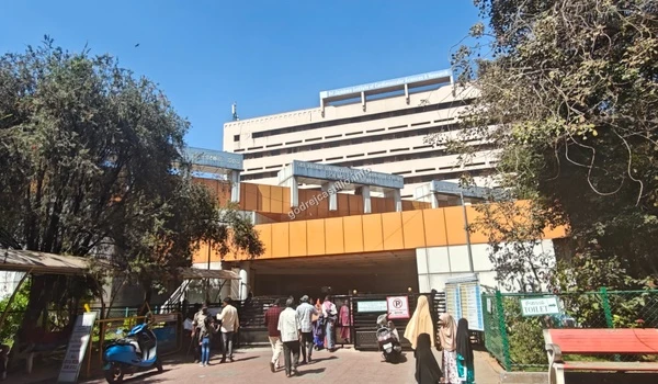 Main gate and entrance area of Sri Jayadeva Institute offering specialized heart treatments near Godrej Castillo.