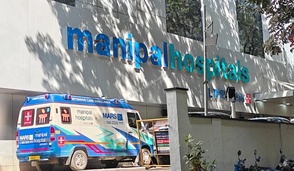 Closer view of the intensive care ambulance stationed at Manipal Hospitals for the safety of Godrej Castillo residents.